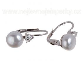Zlaté náušnice se zirkonem a perlou Briline 2350010010207