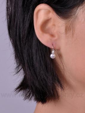 Zlaté náušnice se zirkonem a perlou Briline 2350010010207