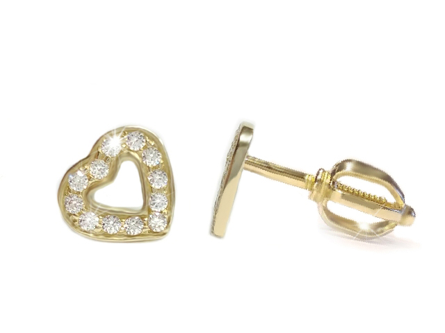Zlaté dámské náušnice srdíčka Briline 23900100207