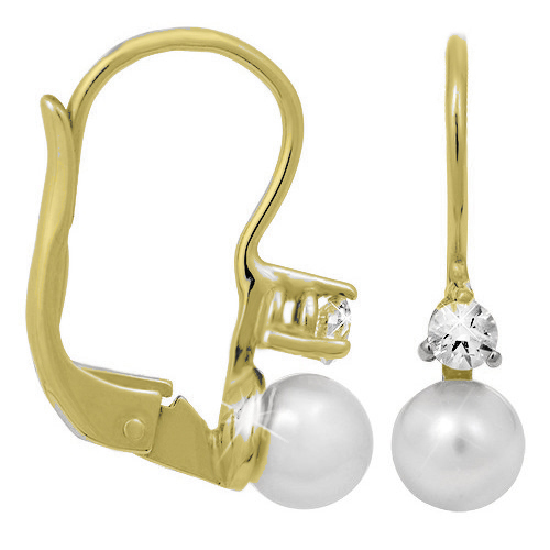 Zlaté dámské náušnice s perlou Briline 23500100100