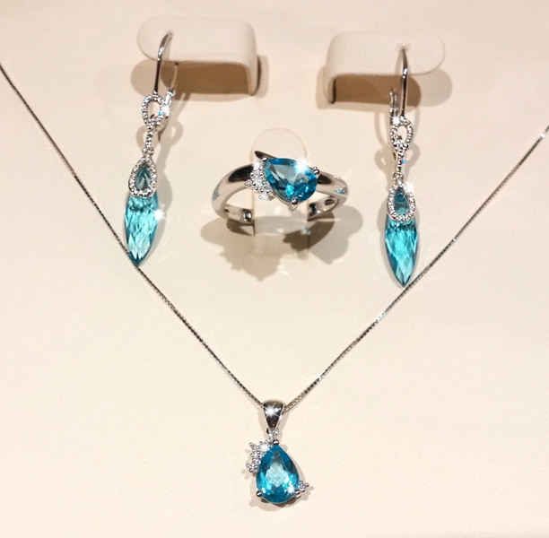 Náušnice s diamanty blue topaz Briline 388-0382