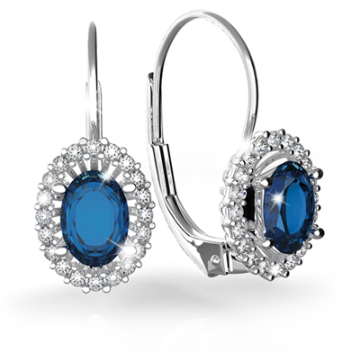 Náušnice s diamanty a safírem Briline 388-0120-safir