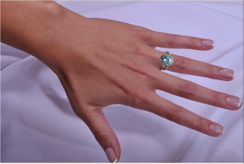 Prsten s diamanty a topazem Briline 386-0540-blue topaz