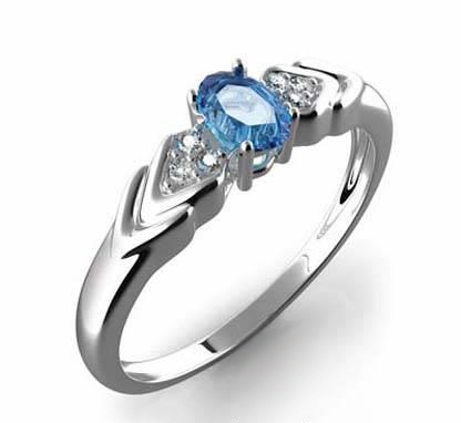 Prsten s diamanty a topazem Briline 386-0451-blue topaz