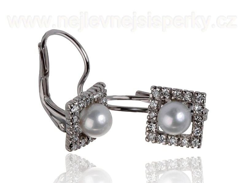 Luxusní briliantové náušnice s perlou Briline 9707