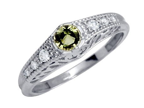 Prsten s diamanty a peridotem Briline 14052917
