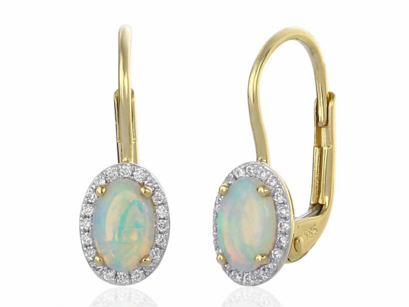 Zlaté opálové náušnice s diamanty Briline M-3830990-5-0-18