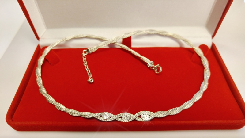 Stříbrný pletený náhrdelník se zirkony Briline 42 až 46cm - ag3904