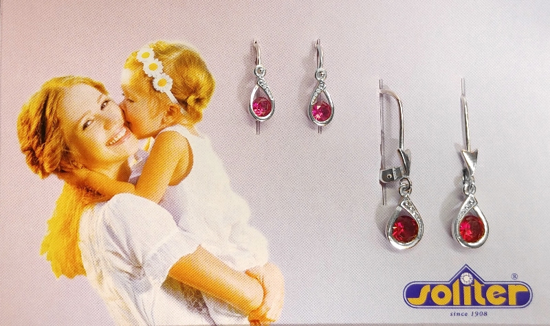Náušnice Briline pro dcerku i maminku v jedné sadě 0101607/10094307red