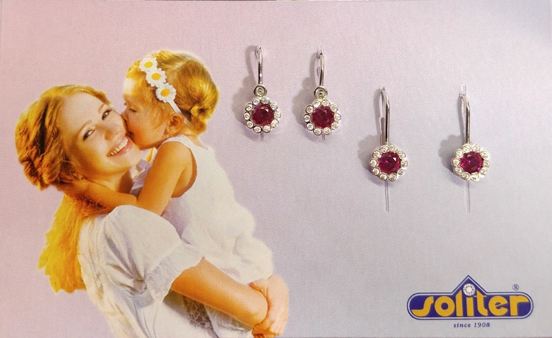 Náušnice Briline pro dcerku i maminku v jedné sadě sb86/10029217red