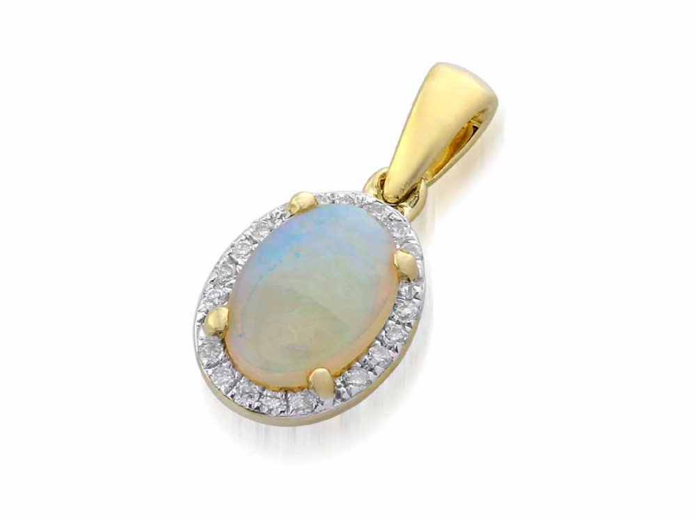 Zlatý přívěsek s opálem a diamanty diamanty Briline M-3820557