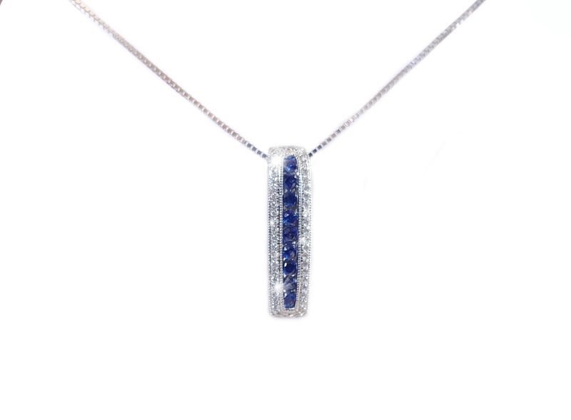 Přívěs s diamanty a přírodními safíry Briline m387-0347-safir