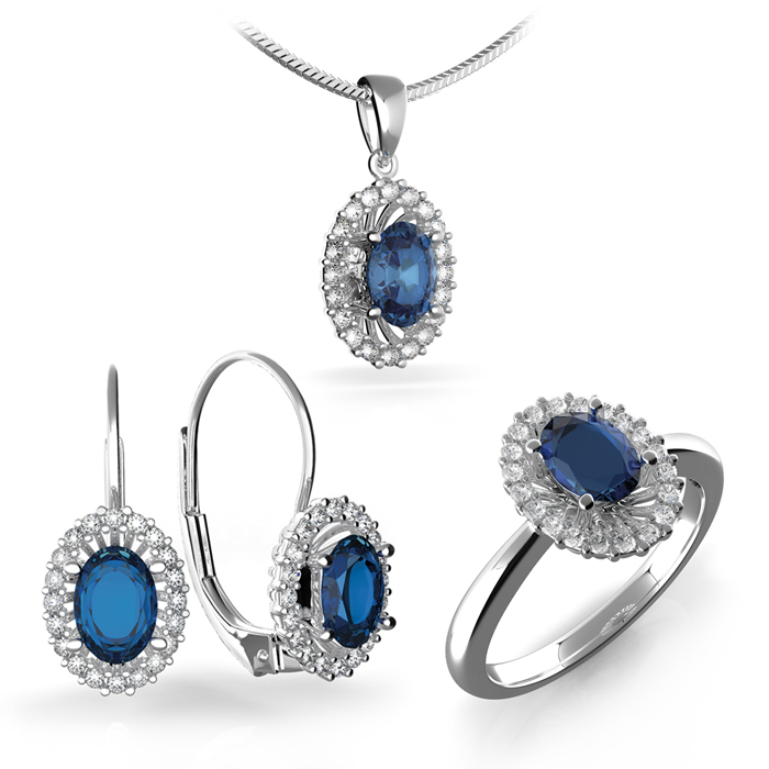 Náušnice s diamanty a safírem Briline 388-0120-safir