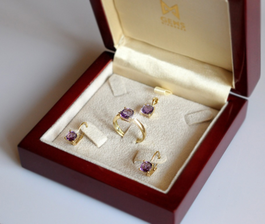 Náušnice s diamanty a ametystem Briline 383-0189