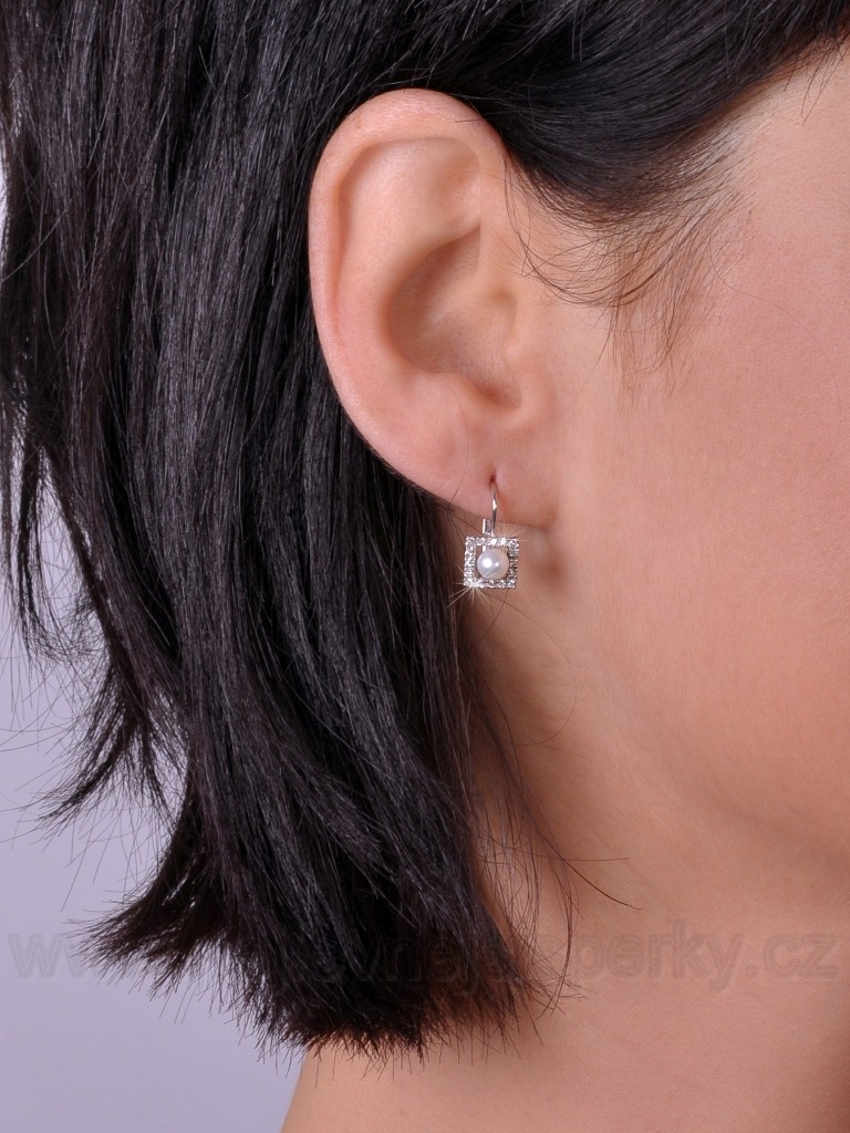 Luxusní briliantové náušnice s perlou Briline 9707