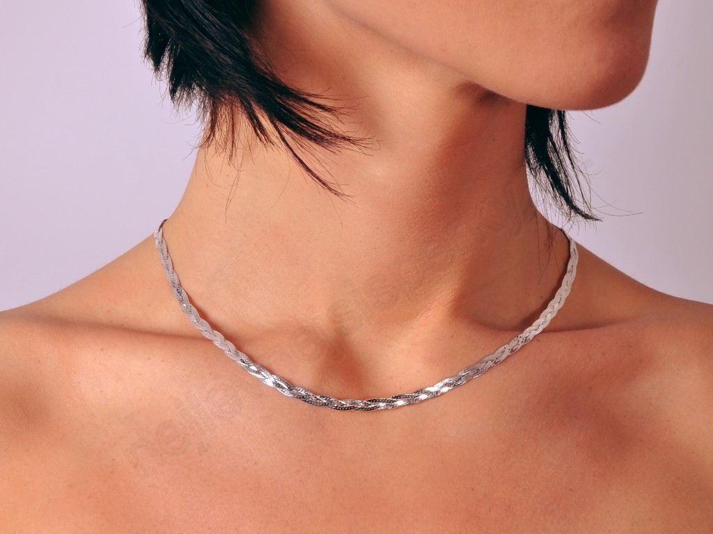 Stříbrný pletený náhrdelník Briline - ag563