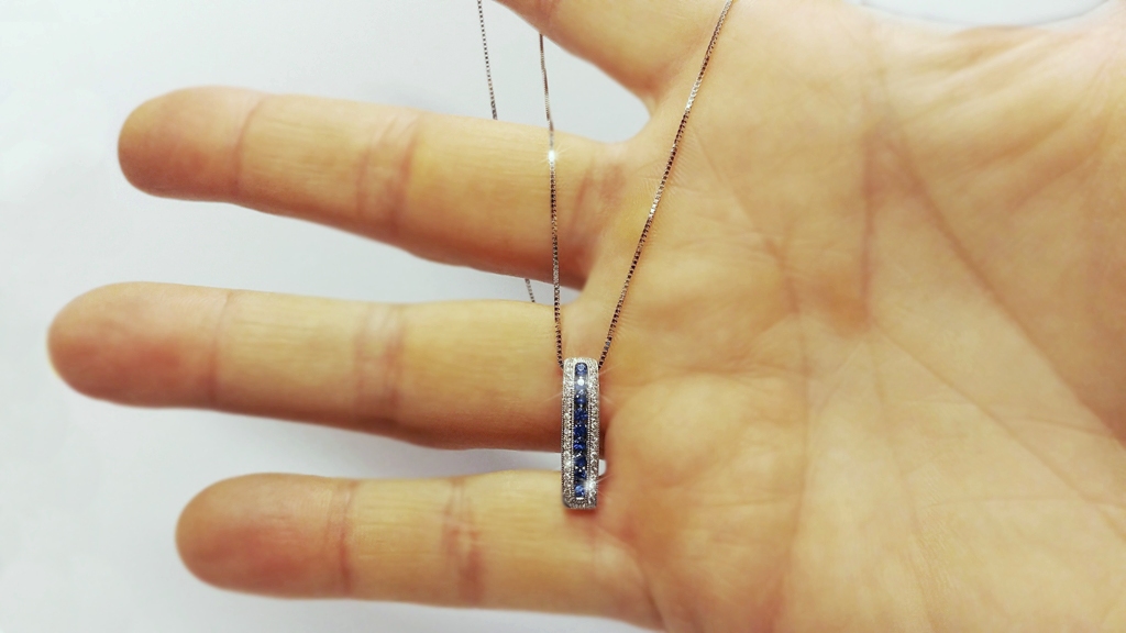 Přívěs s diamanty a přírodními safíry Briline m387-0347-safir