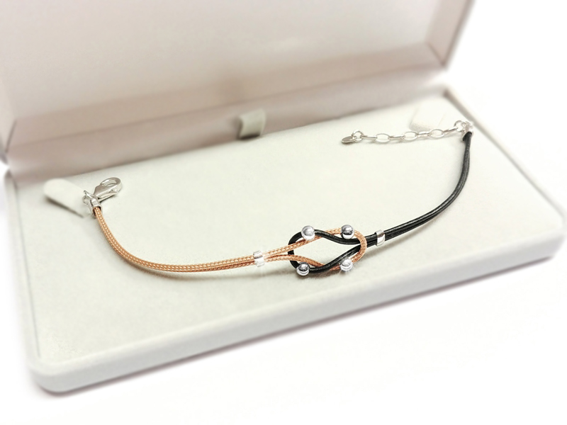 Stříbrný náramek s kůží Briline 17 až 21 cm - agn85904