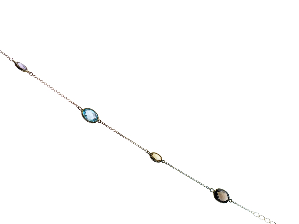 Zlatý náramek žluté zlato s kameny Briline 17 až 19cm 1440768/17-19