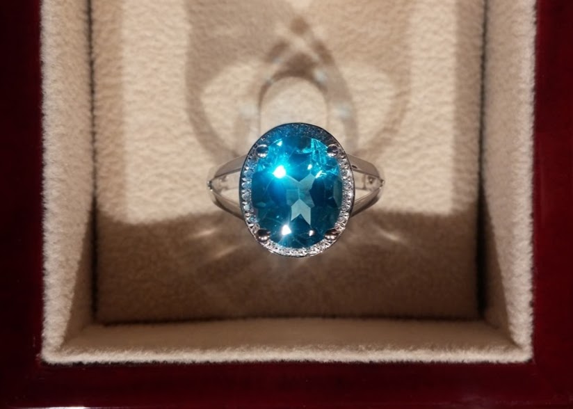 Prsten s diamanty a topazem Briline 386-0540-blue topaz