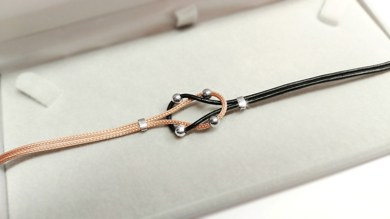 Stříbrný náramek s kůží Briline 17 až 21 cm - agn85904