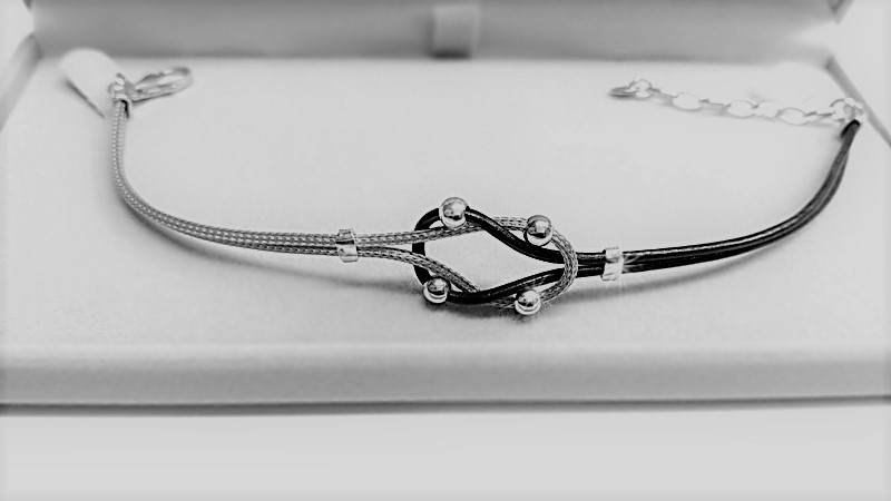 Stříbrný náramek s kůží Briline 17 až 21 cm - agn85804