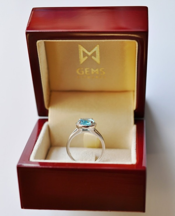 Prsten s diamanty a topazem Briline 386-0540-blue topaz