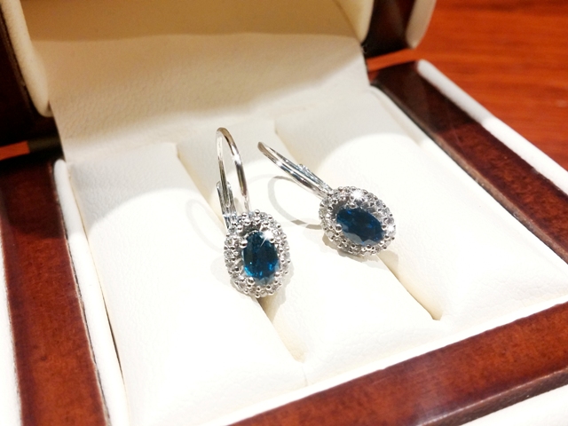 Náušnice s diamanty a safírem Briline 388-0120-safir