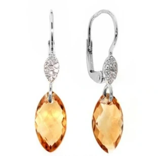 Náušnice s diamanty a citrínem Briline 388-0369